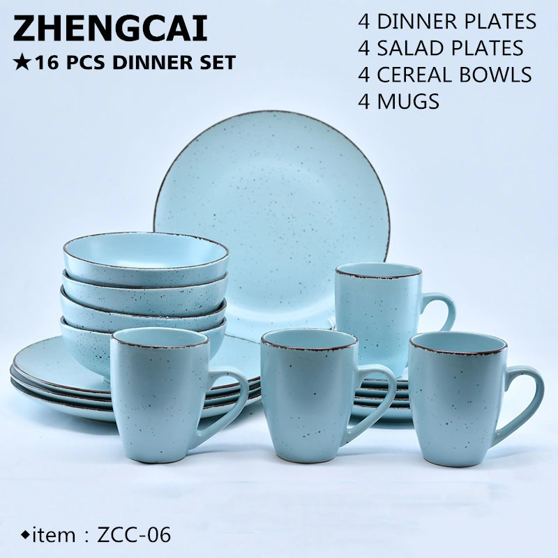 16 PCS Tableware/Factory Direct Sale/Custom Logo Stoneware Colored Promotion Porcelain Tableware Ceramic Dinner Set for Daily Use