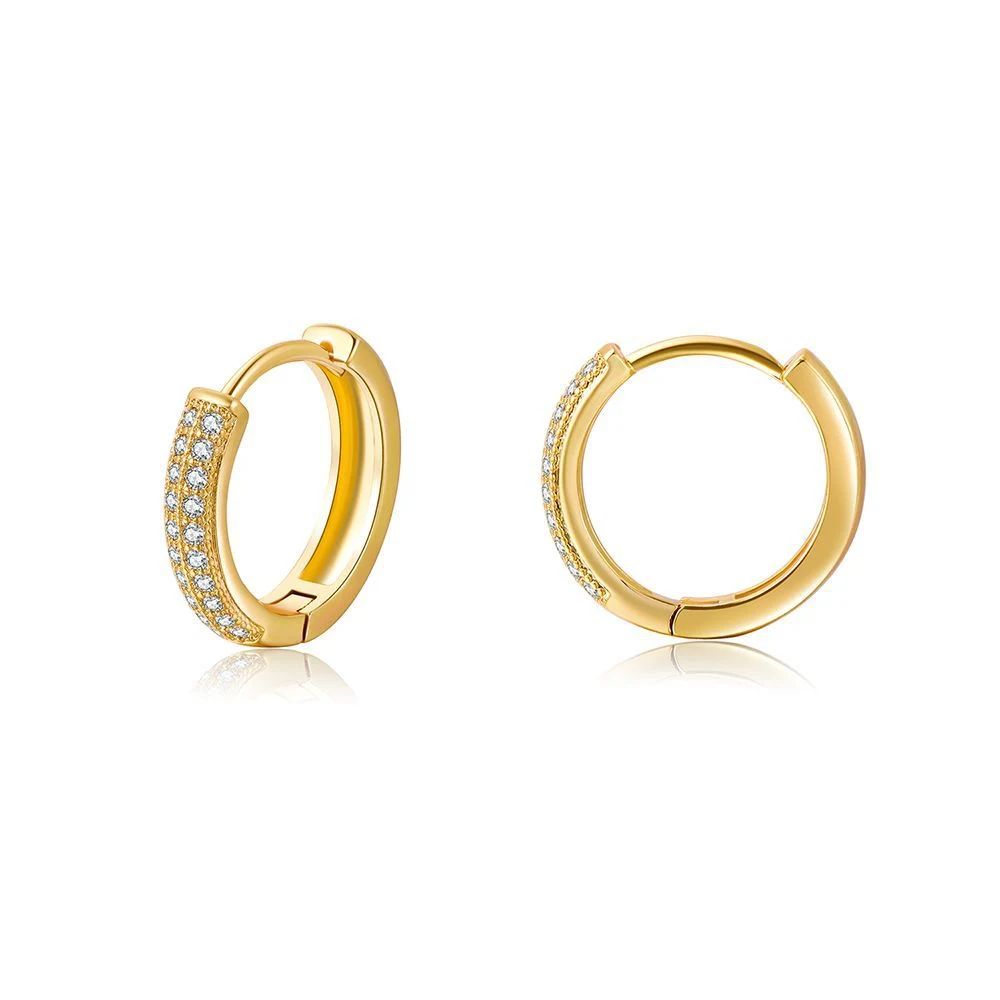 Circle Earrings Brass Gold Plated Color Preserving Jewelry Full of Diamonds Hoop Earrings