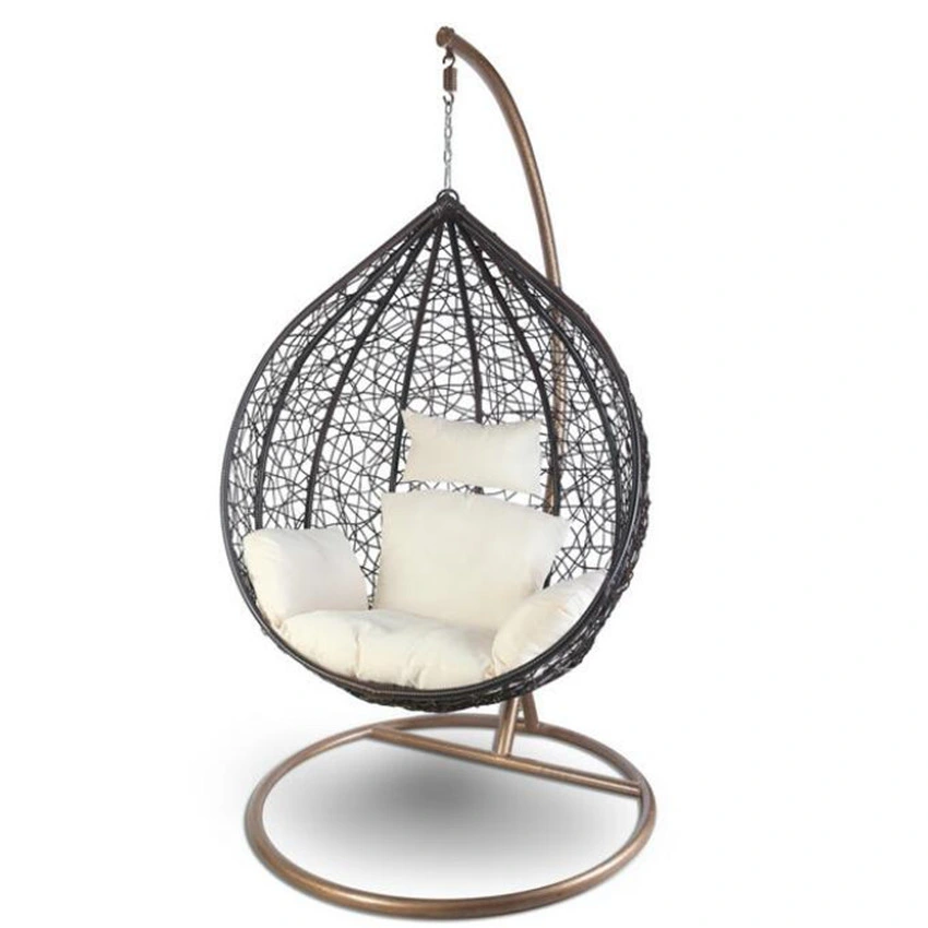 Outdoor Indoor Wicker Rattan Garden Adult Hanging Egg Swing Chair with Metal Stand