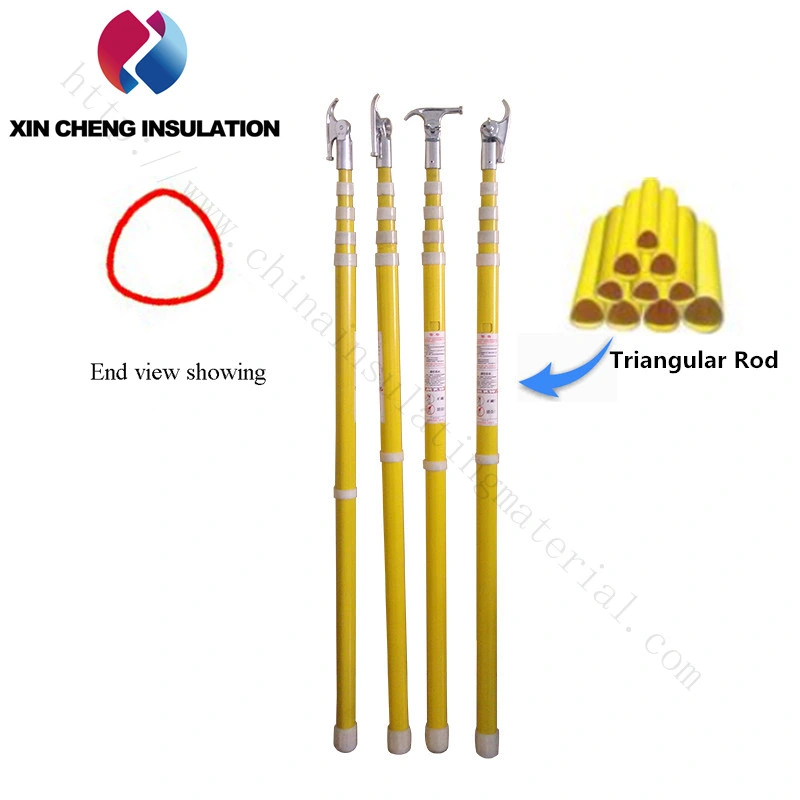 12m Fiberglass Insulated Telescopic Triangle Hot Stick/Operating Rod