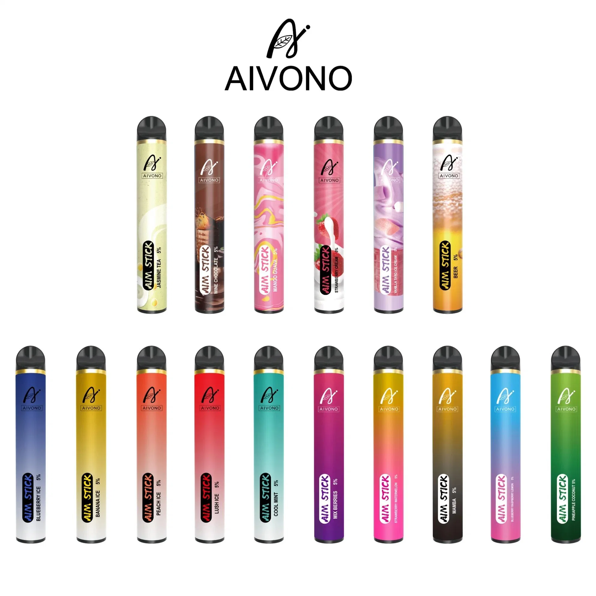 Newest Original Unique Design Aivono Aim Stick 9ml 12 Flavors Electronic Cigarette Vaporizer 0%/2% 5% Nicotine Mini Vape Wholesale Vape Pen Cigar Disposable