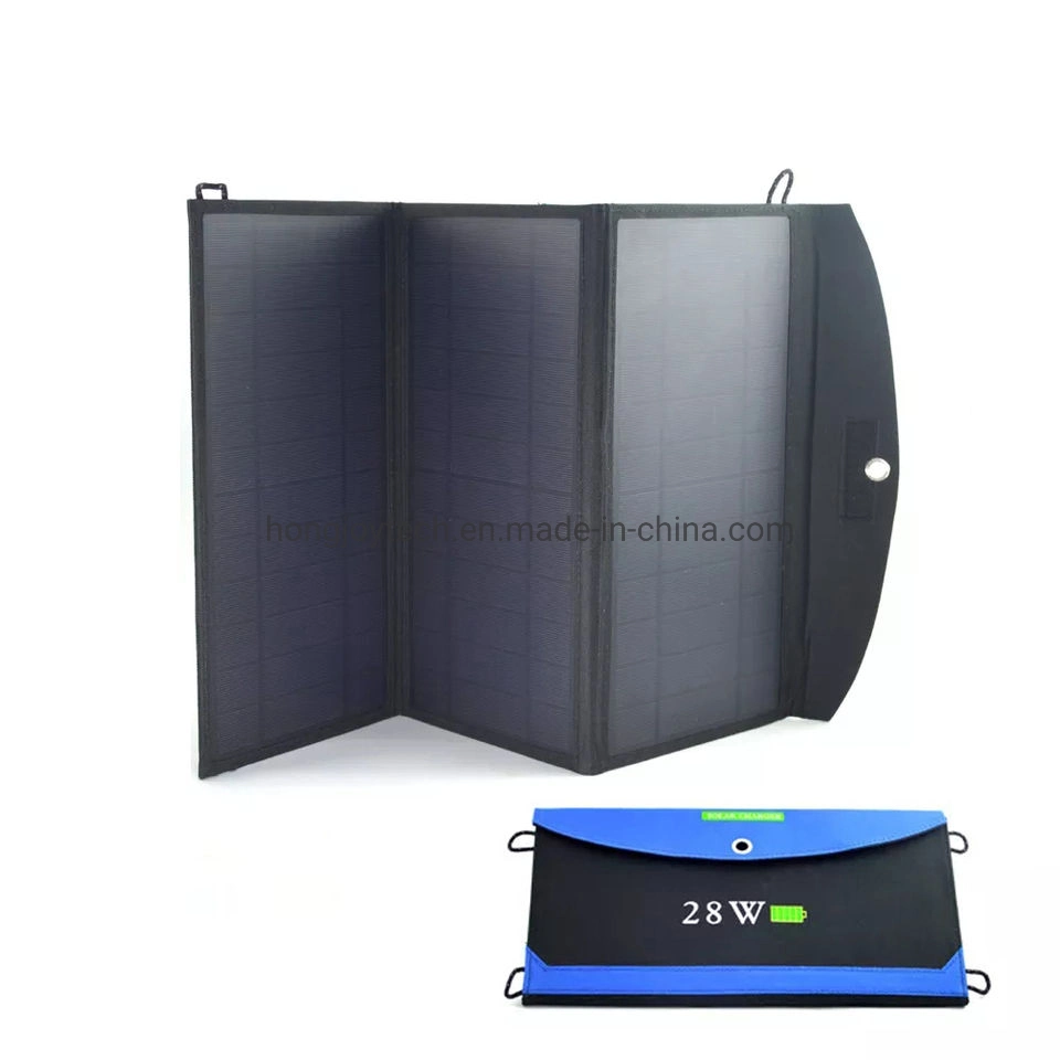 30W Rechargeable USB Camping Mobile Charger, Folding Solar Energy Charger 28W Foldable Portable Solar Panel for Phone Charging and Travelling Hiking