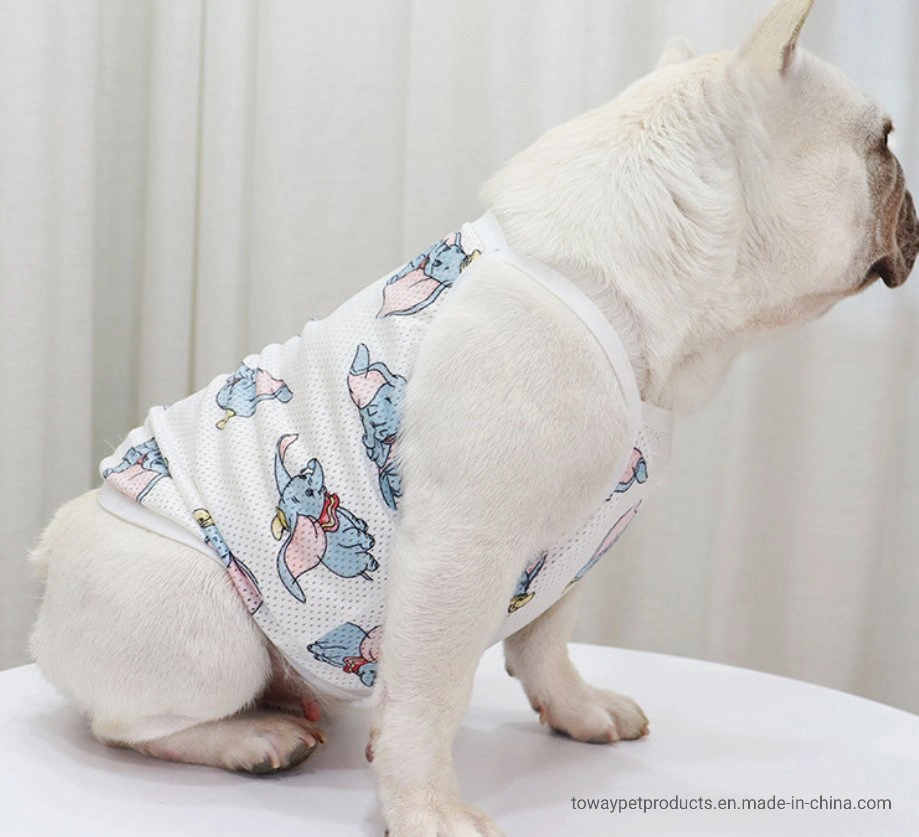 Trendy Pet Summer Mesh Shirt Dog Cartoon Printing Cool Clothes