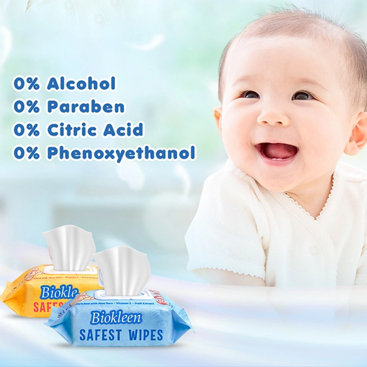 Biokleen Custom Logo Pocket Baby Wipe Disposable Biodegradable Aloe Vera Alcohol-Free Baby Wipes Wet Tissue 80 Pulls