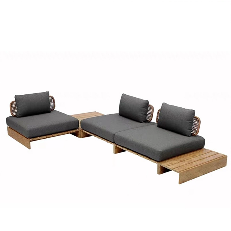 Moderno Luxo fora Teak Madeira Garden Sofá Set Pátio Exterior Mobiliário