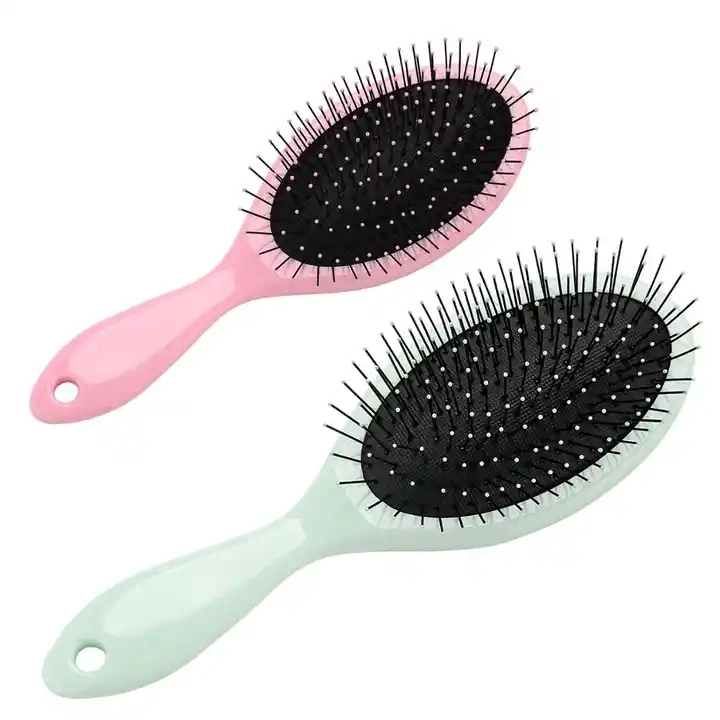 Factory Custom Logo Soft Nylon Bristle Detangling Logo Plastic Wet Hair Brush