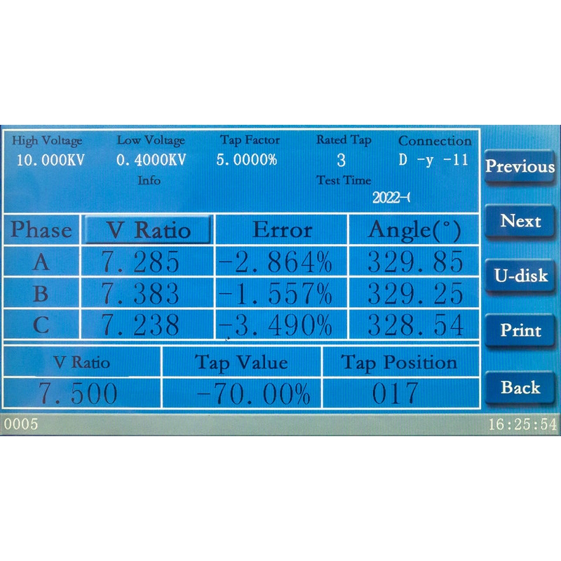 Automantic Three Phase Transformer Turns Ratio Tester Digital TTR Transformer Ratio Tester