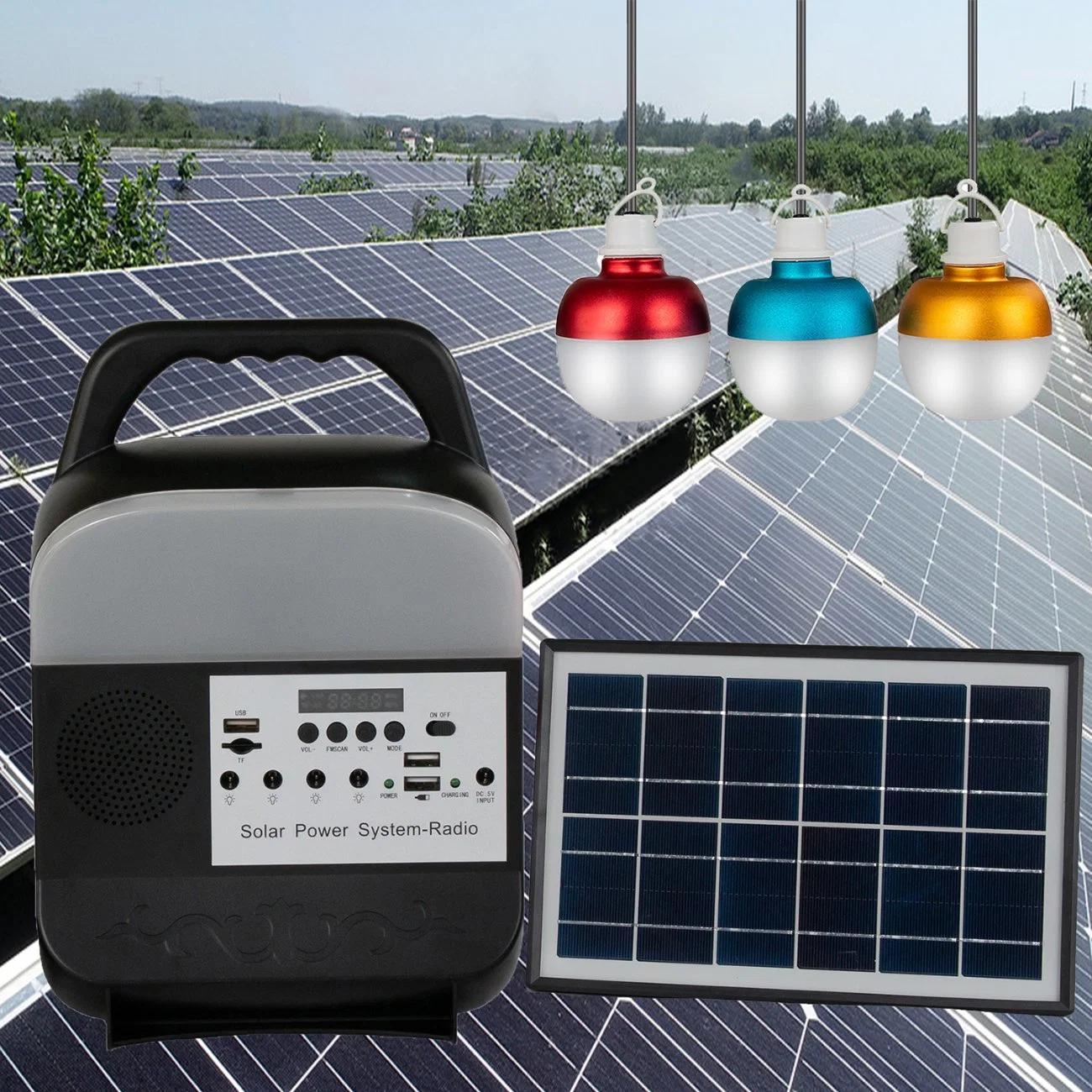 Solar LED lámpara de lectura con panel solar Kit de potencia solar portátil