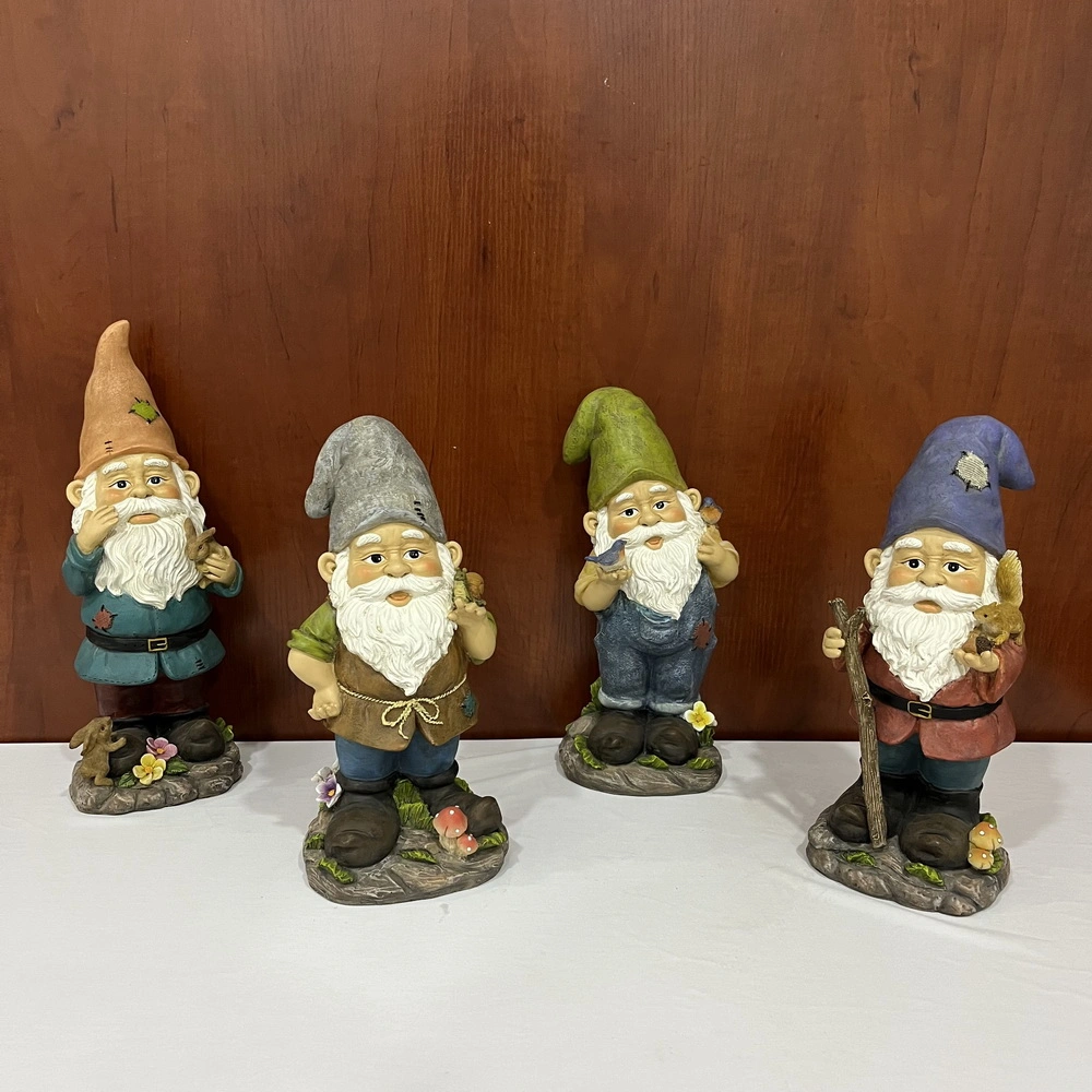 Anão Gnome Polyresin Figurine se resistir para decoração de jardim exterior