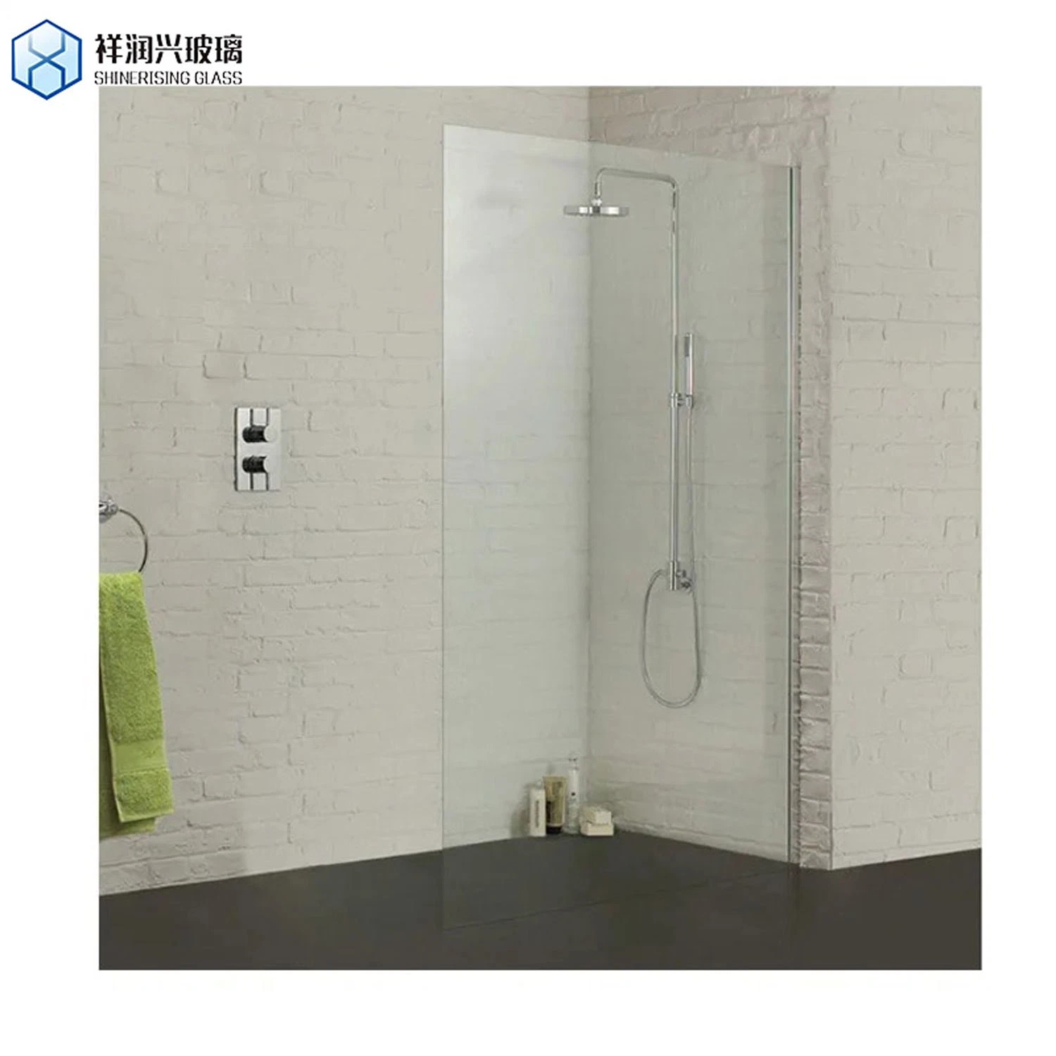 Hotel Bathroom Low Iron Tempered Glass Frameless Sliding Shower Door Glass Bathroom Door