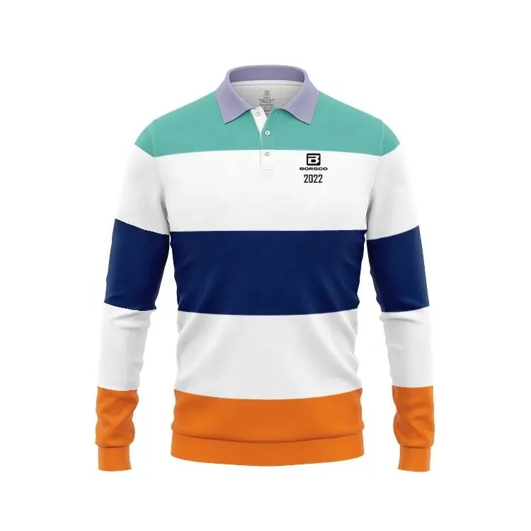 Striped Printing Custom Rugby Jersey Cotton School Leaver Jersey Polo Shirt