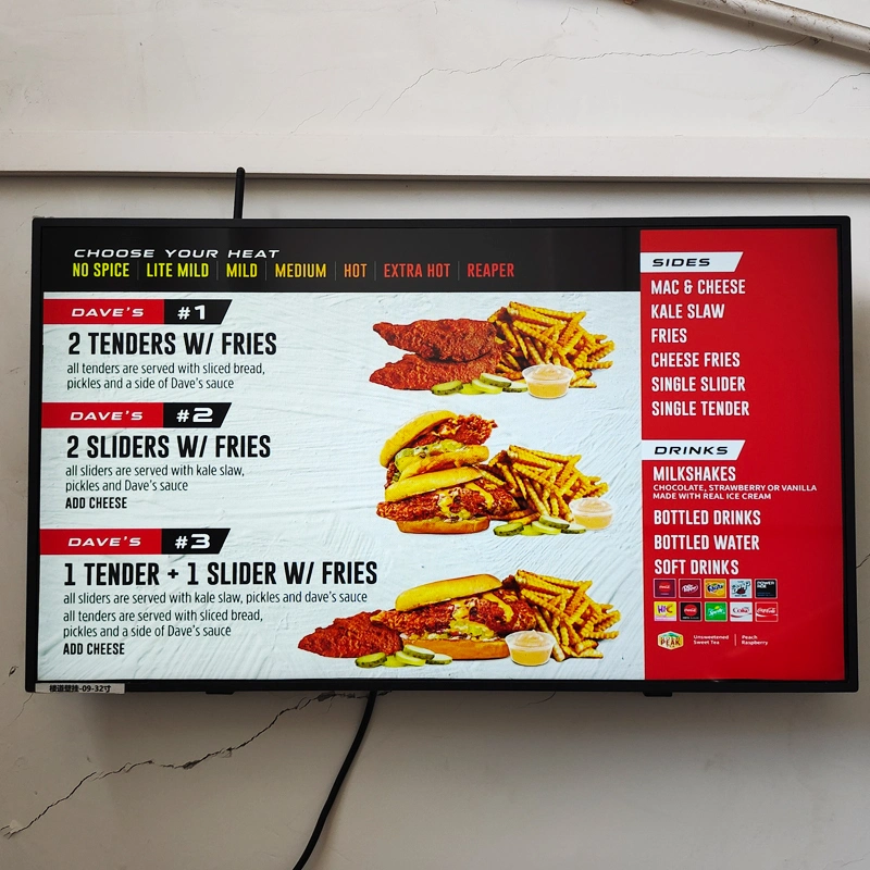 49 Inch Digital Menu Digital Signage Wall Mount Digital Signage Elevator Advertising Display Screen