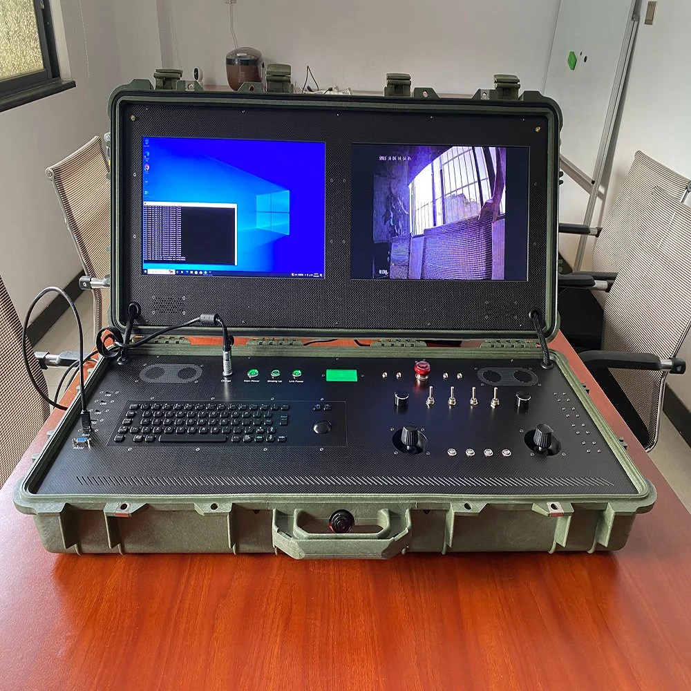 Long Range Drohne Kommunikation Hersteller Unbemannte Fahrzeug Dual-Screen Tragbare Boden Control Station