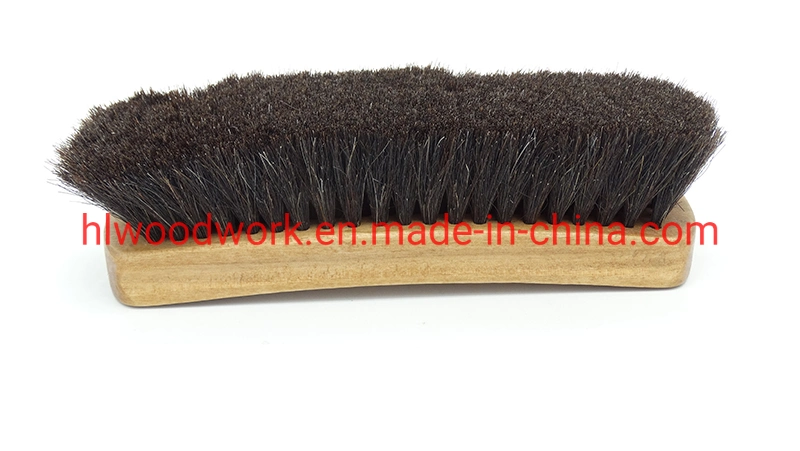 Shoe Polish Brush 20cm Beech Wood Handle Horse Hair Black Horse Hair