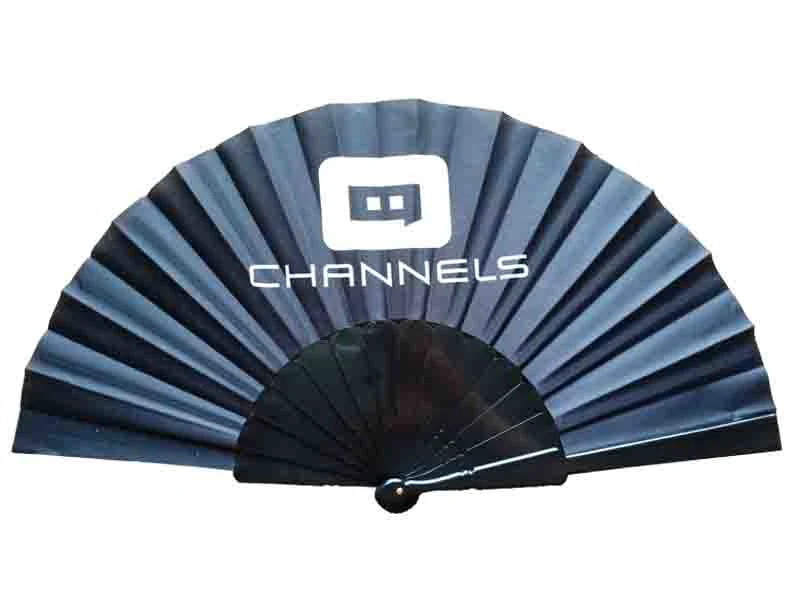 Traditional High quality/High cost performance  Fabric Polyester Hand Fan with Craft Paper Box