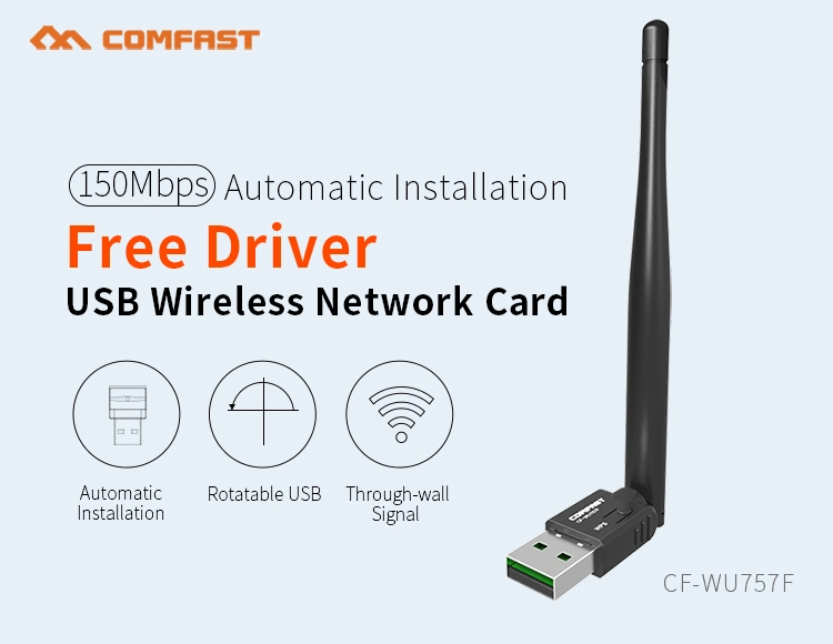 Comfast CF-Wu757 V2 WiFi USB-Adapter 150Mbps Rtl8188gu Chipsatz Netzwerkkarte für PC/Laptop