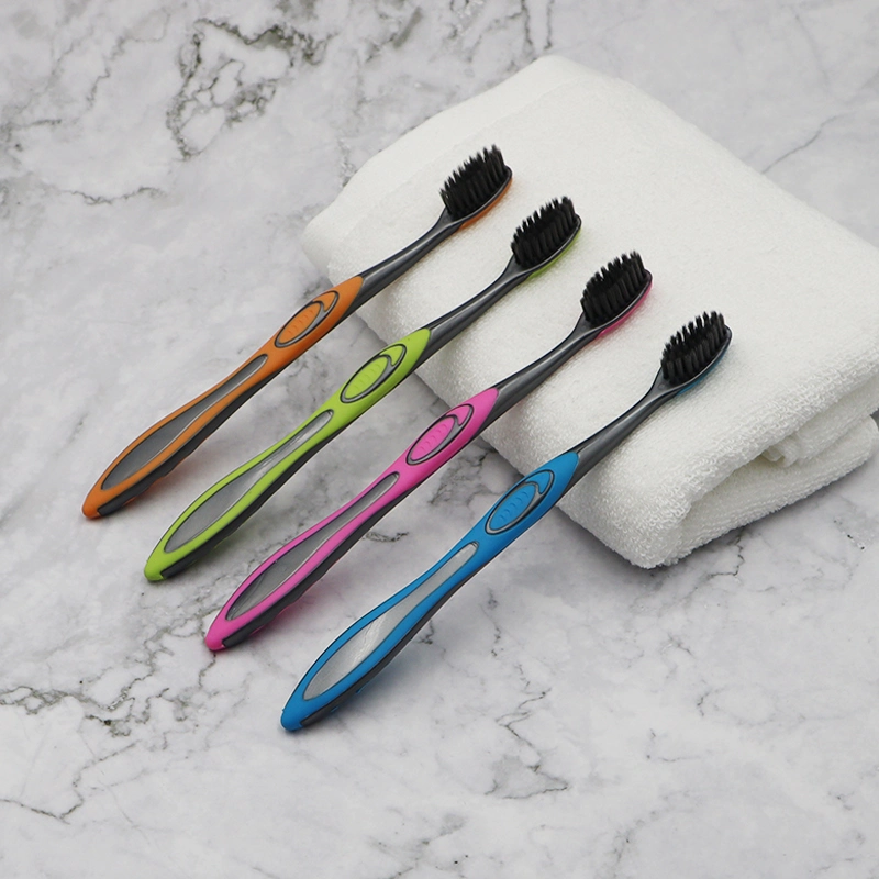 Travel/Household/Hotel Use Soft Charcoal Bristles Rubber Handle Toothbrush