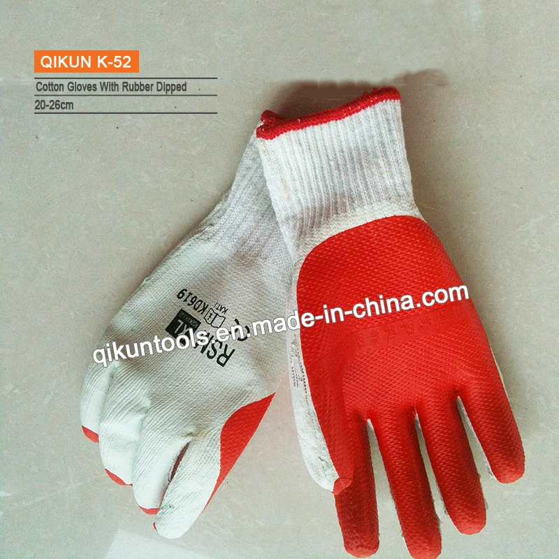 K-52 Polycotton Latex mano de obra recubierta de palma protege el trabajo de seguridad industrial Guantes de algodón