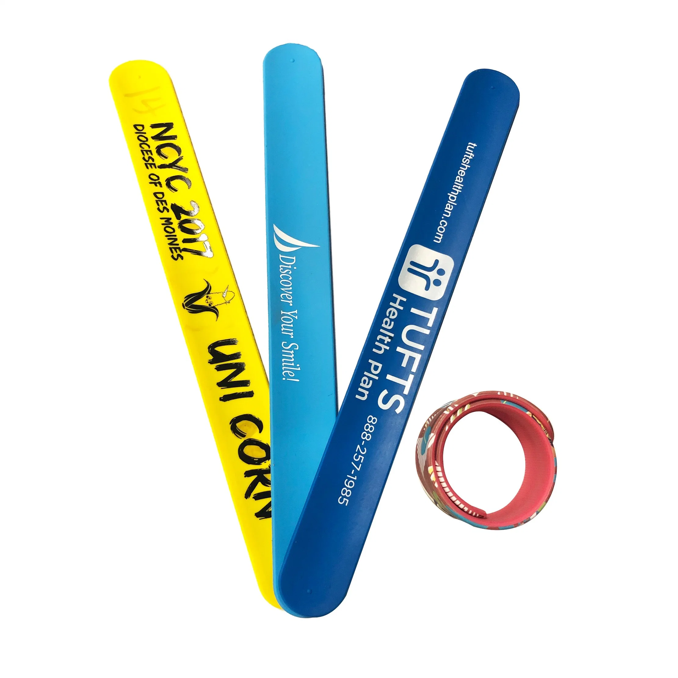 Customization Silicone Slap Rubber Bracelets Screen Printed Wristband