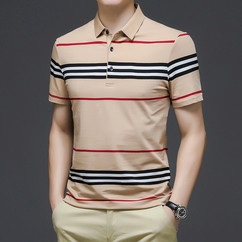 Factory Customized Cheap Stripe Silk Brand Polo Shirt for Man