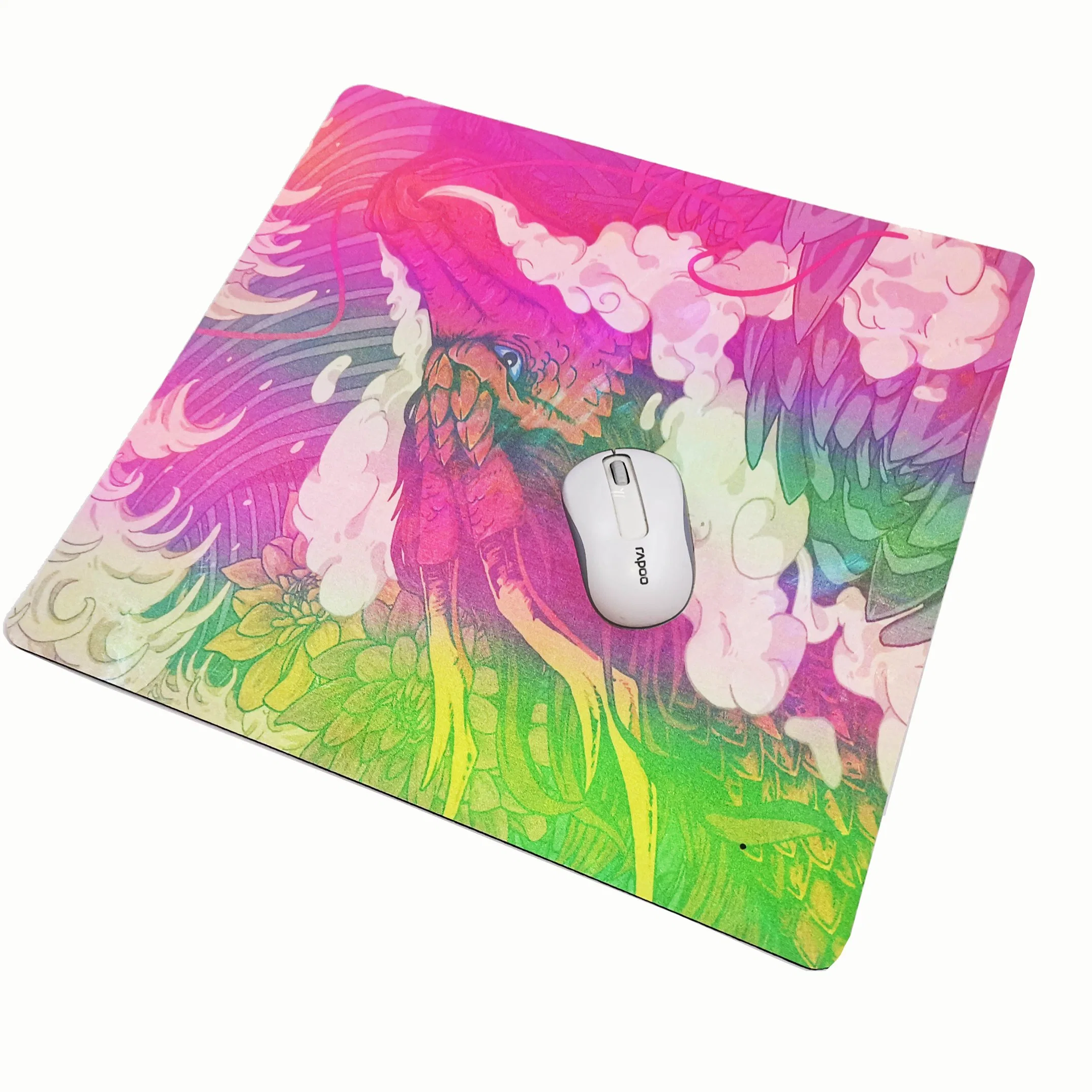 Custom Rainbow Color Printing Effect Glass Film Coated Computer Laptop Premium Liquid Proof Gaming Mouse Pad