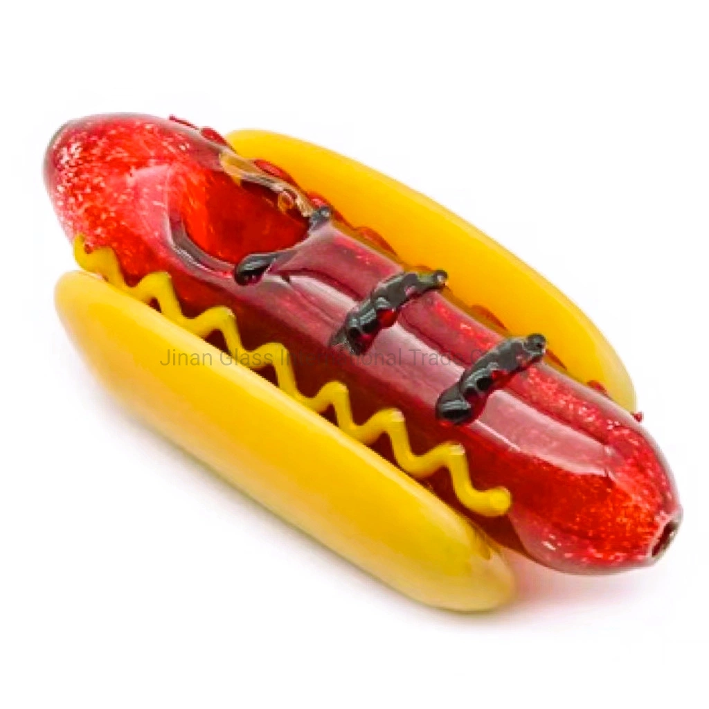 Funny Hotdog Glass Pipe Tobacco Spoon Hand Pipe Handmade Glass Smoking Pipes Oil Burner Dry Herb Pipe Piece