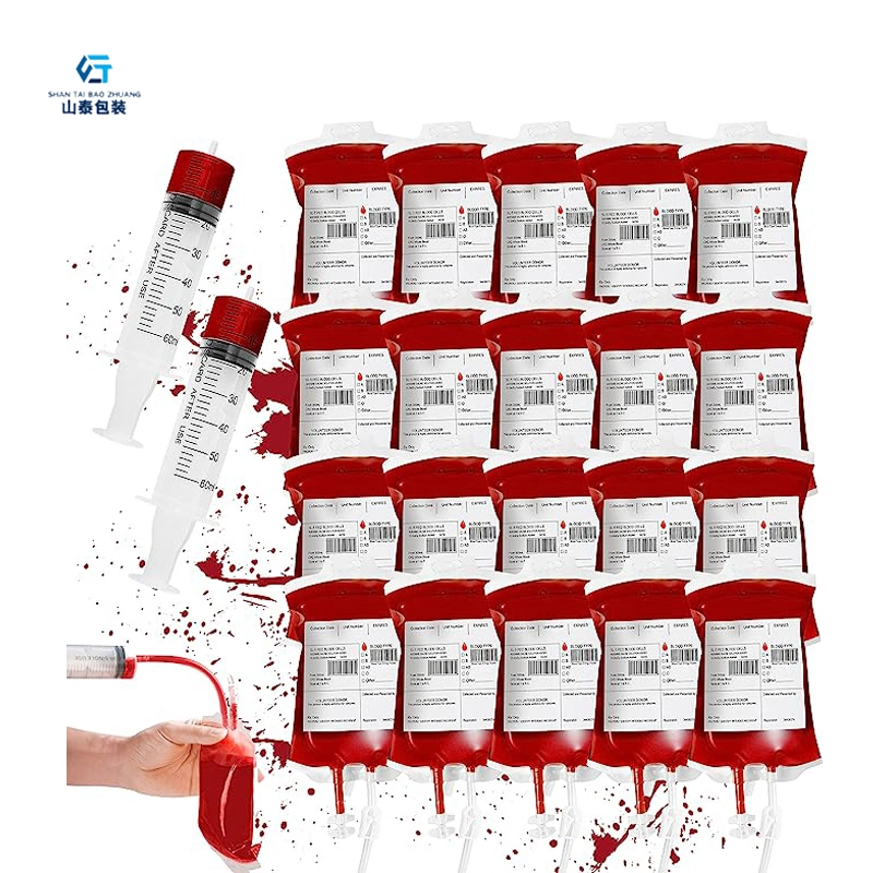 Blood Bag Reusable IV Bags for Halloween Party Decoration IV Drip Blood Bag