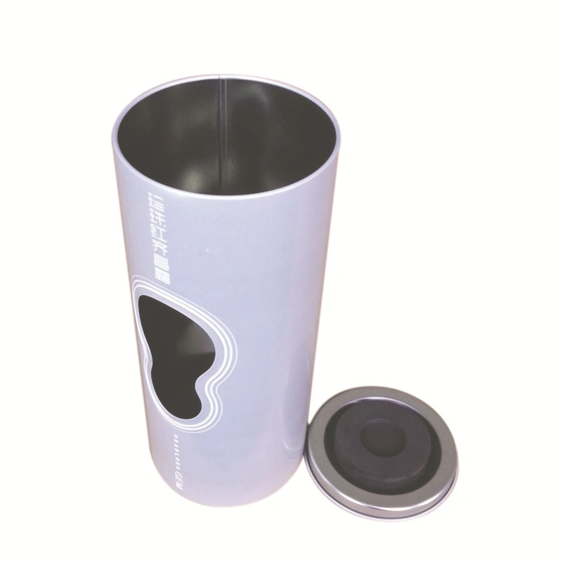 Custom Empty Round Cylinder Win Bottle Gift Tin Box with Window