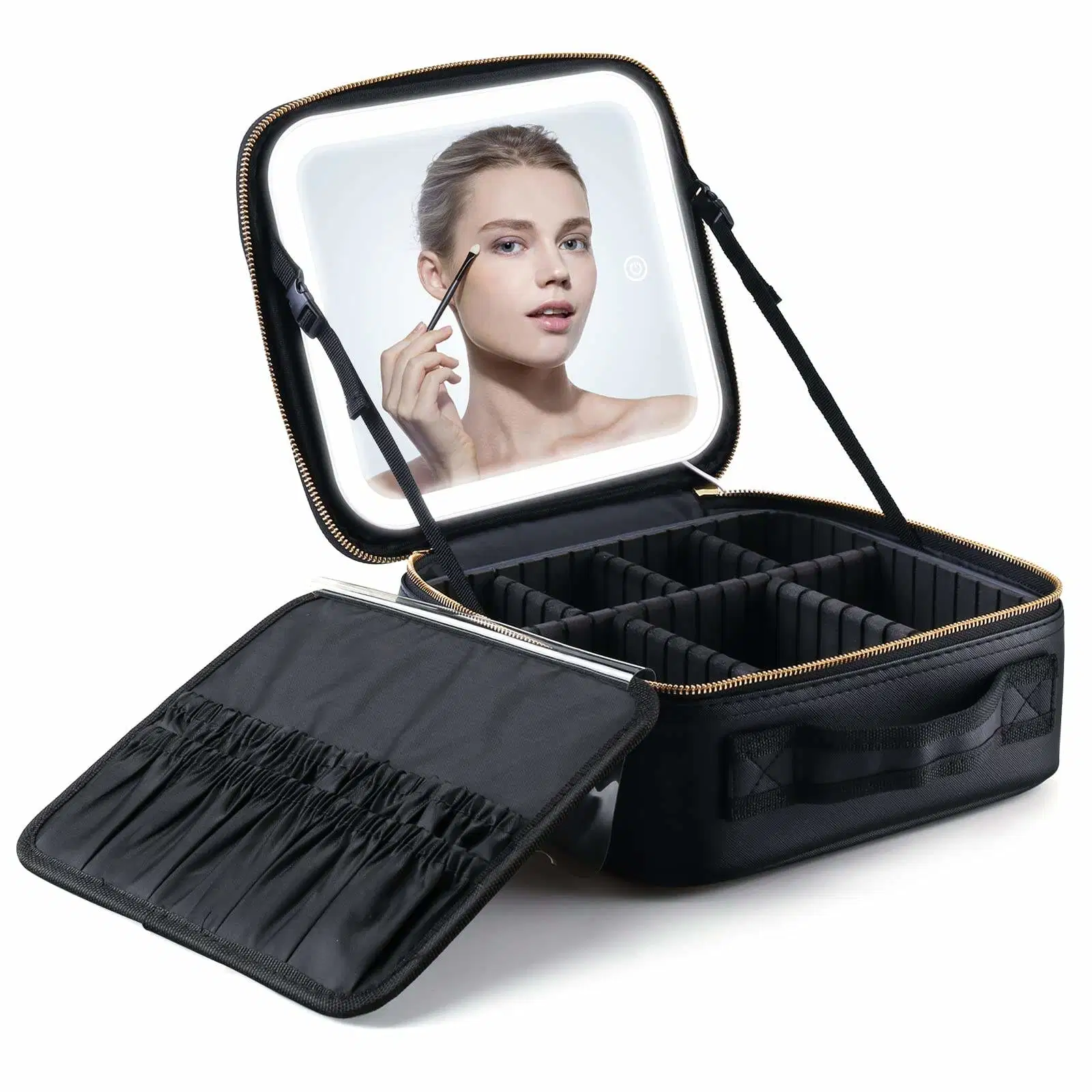 Trousse de maquillage Cosmetiredrainer pu Velvet avec lumières pu Sac cosmétique à filetage en cuir