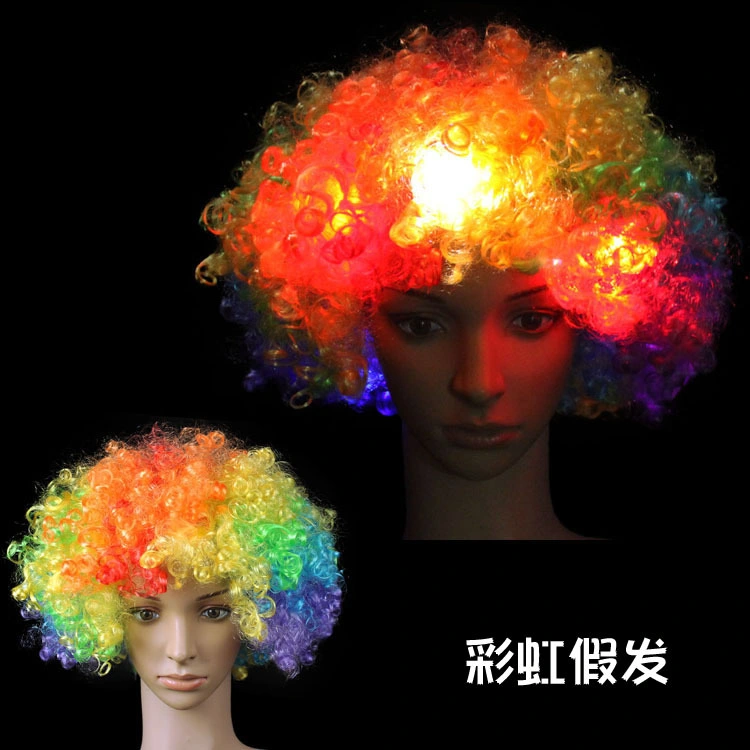 Light up Blue Afro Wig with Flashing LEDs