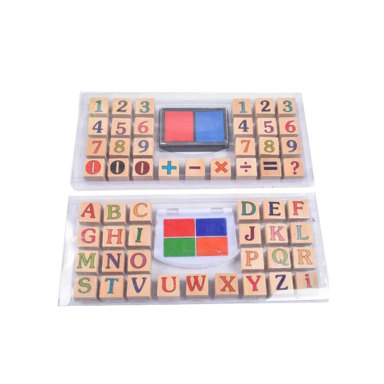 Customized Decorative Mini Children Kids Alphabet Rubber Seal Wooden Letter Number Stamps