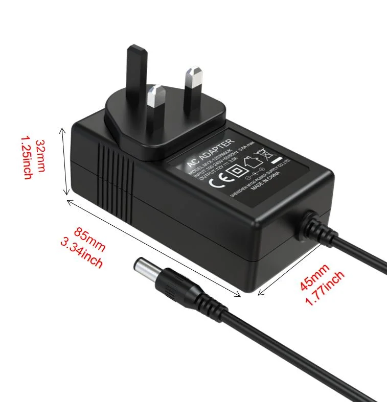 High quality/High cost performance  12V 3A European Power Adapter CE RoHS GS Certificated 36W UK Standard Wall Mounted 24V1.5A CCTV Camera Power Supply