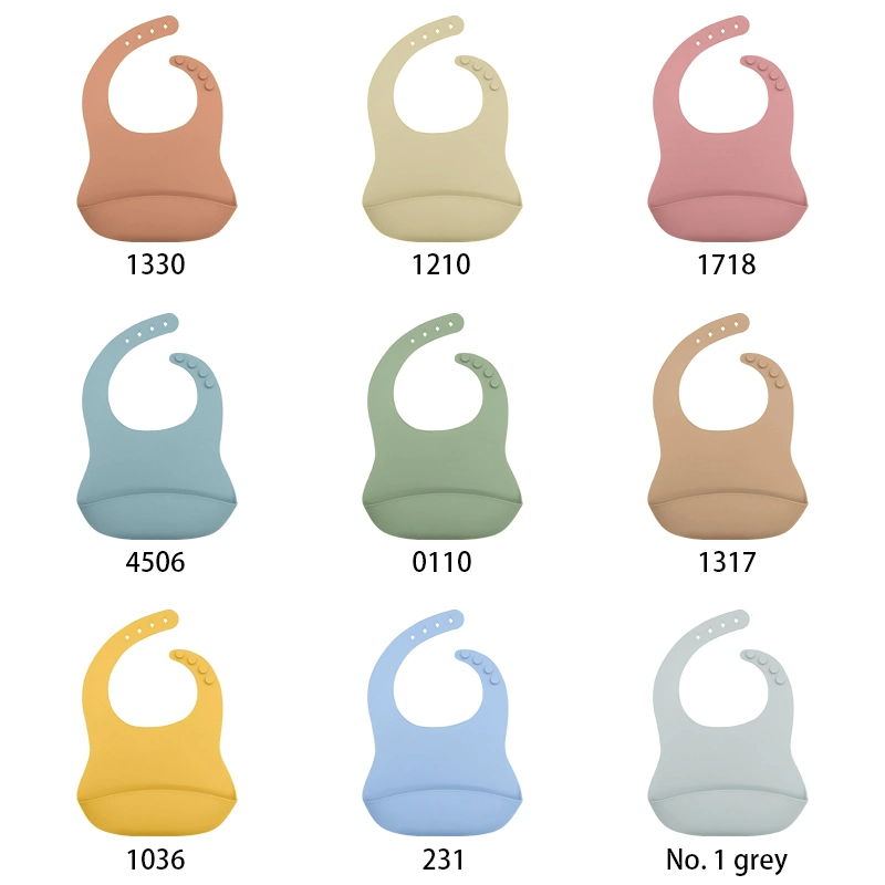 Custom Food Grade BPA Free Waterproof Silicone Feeding Bibs for Babies and Toddlers