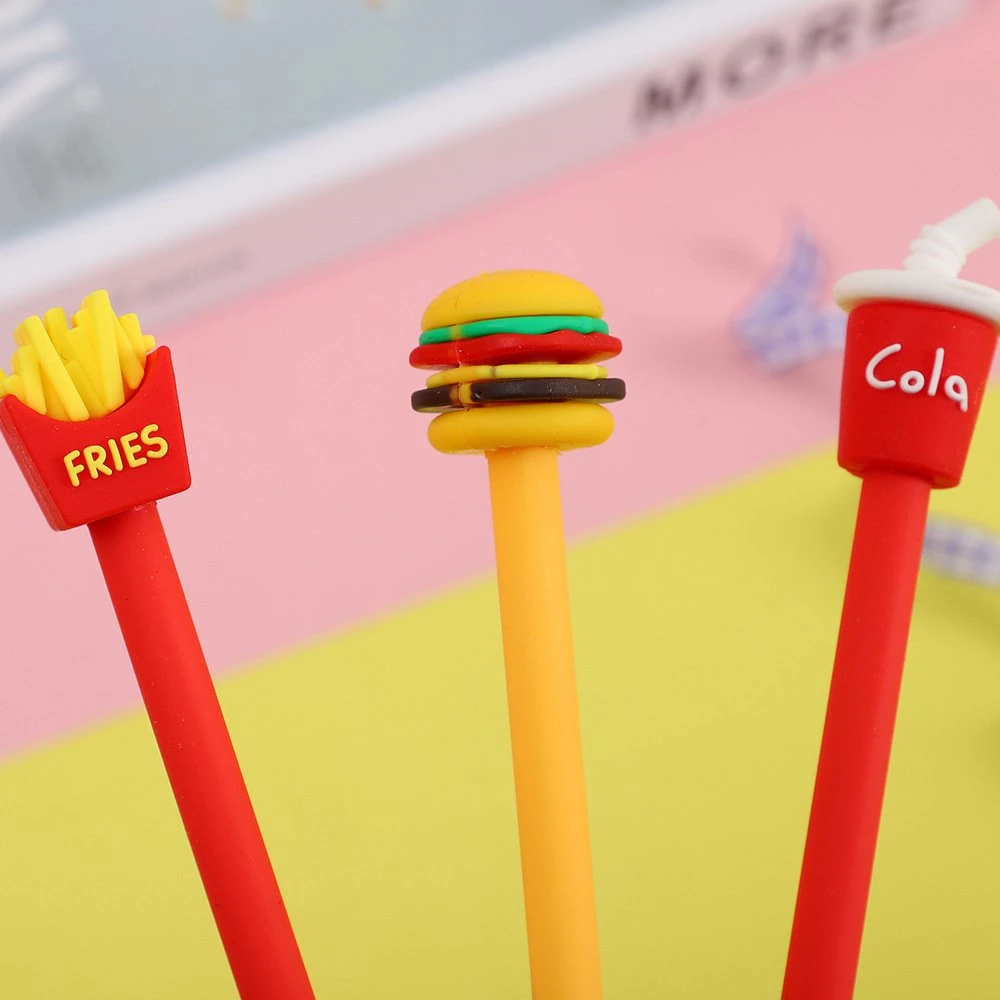 Creative French Fries, Cola, Hamburger Ice Cream Neutral Pen Cute Stationery Student Ink Pen Cartoon Office Pen