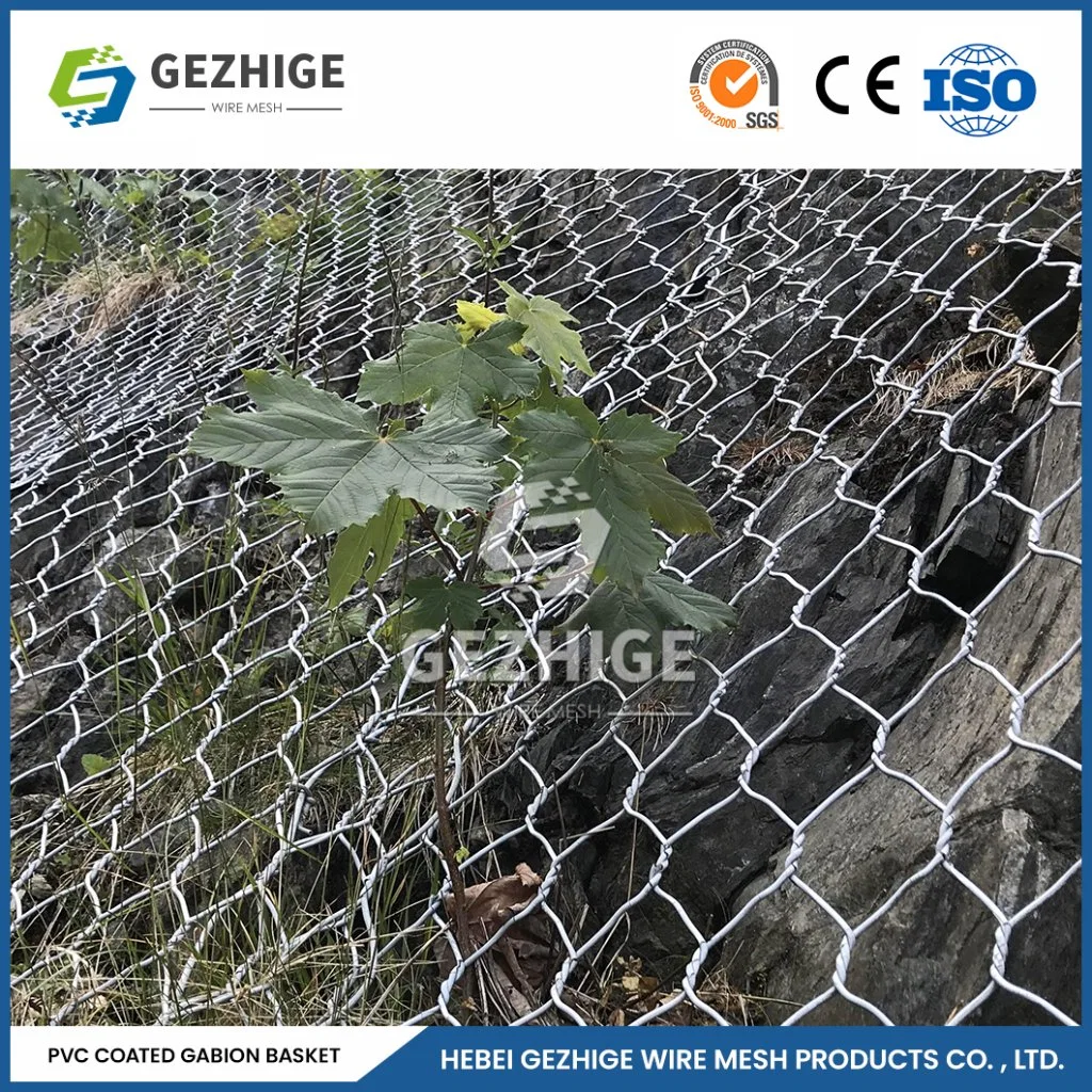 Gezhige 100X120 mm Gabion Metal Wire Factory 2.0-4.0mm Wire Thickness PVC Coated Gabion Stone Cages China 2.0*1.0*1.0 M Decorative Galvanized Gabion Basket