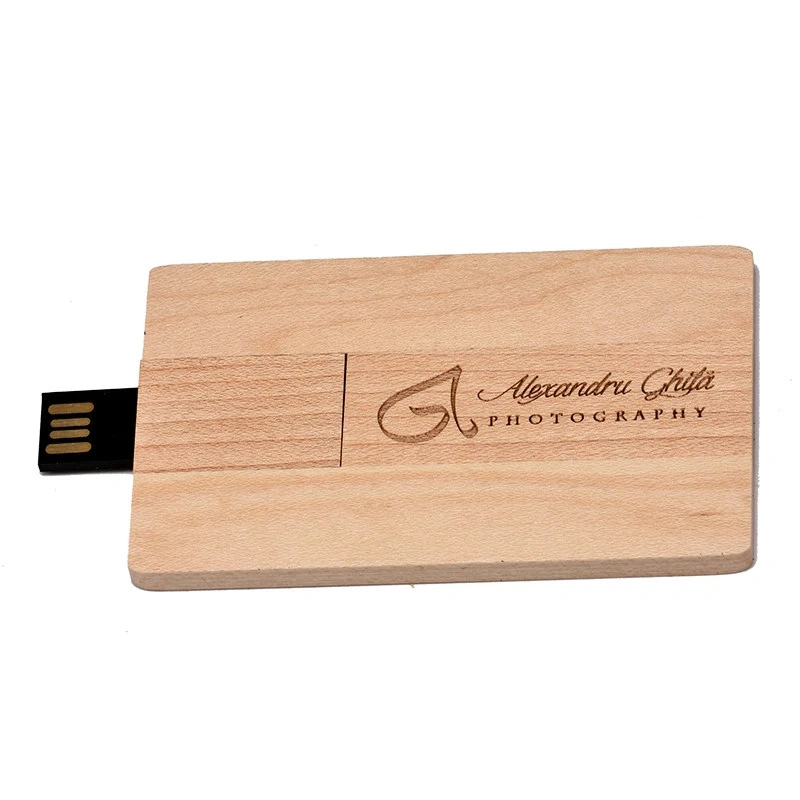 Forme de carte de crédit en bois dur 8 Go de mémoire flash USB Pen Drive