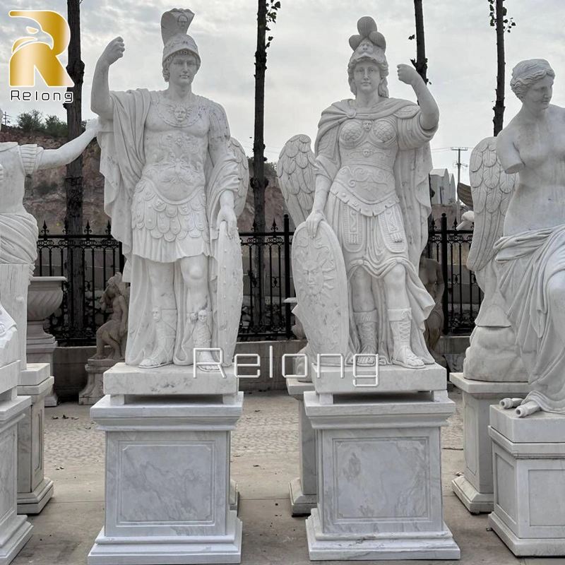 Tamaño de vida Clásica Ancient Roman Marble Carving Warrior Statues for Decoración al aire libre