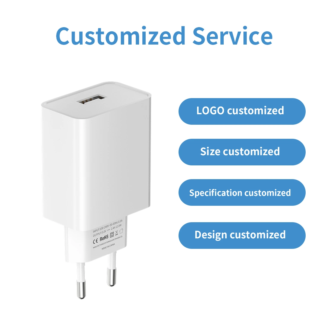 Schnellladegerät Adapter 12W USB-Anschluss Schnellladegerät Adapter Telefon Ladegerät 5. V/2,4A EU-STECKER