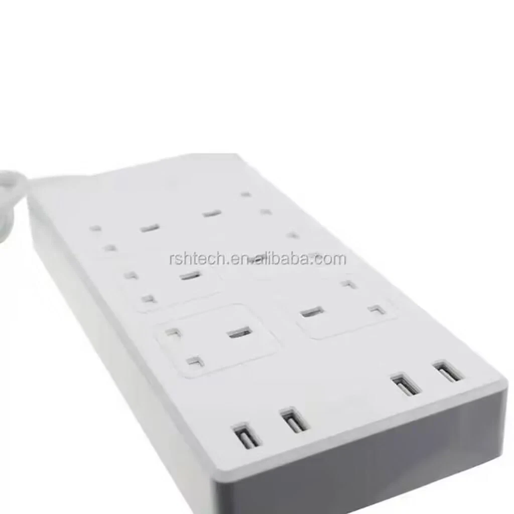 Carga rápida USB Smart 6 tomas para la extensión de la salida del Reino Unido