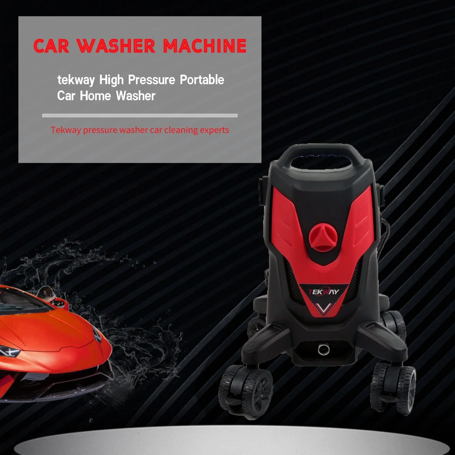 Wheeled Car Washer Cleaner 1500W Water Self Sucking 5L/Min Flow High Pressure Washer 80bar 110V 220V for Europe Market