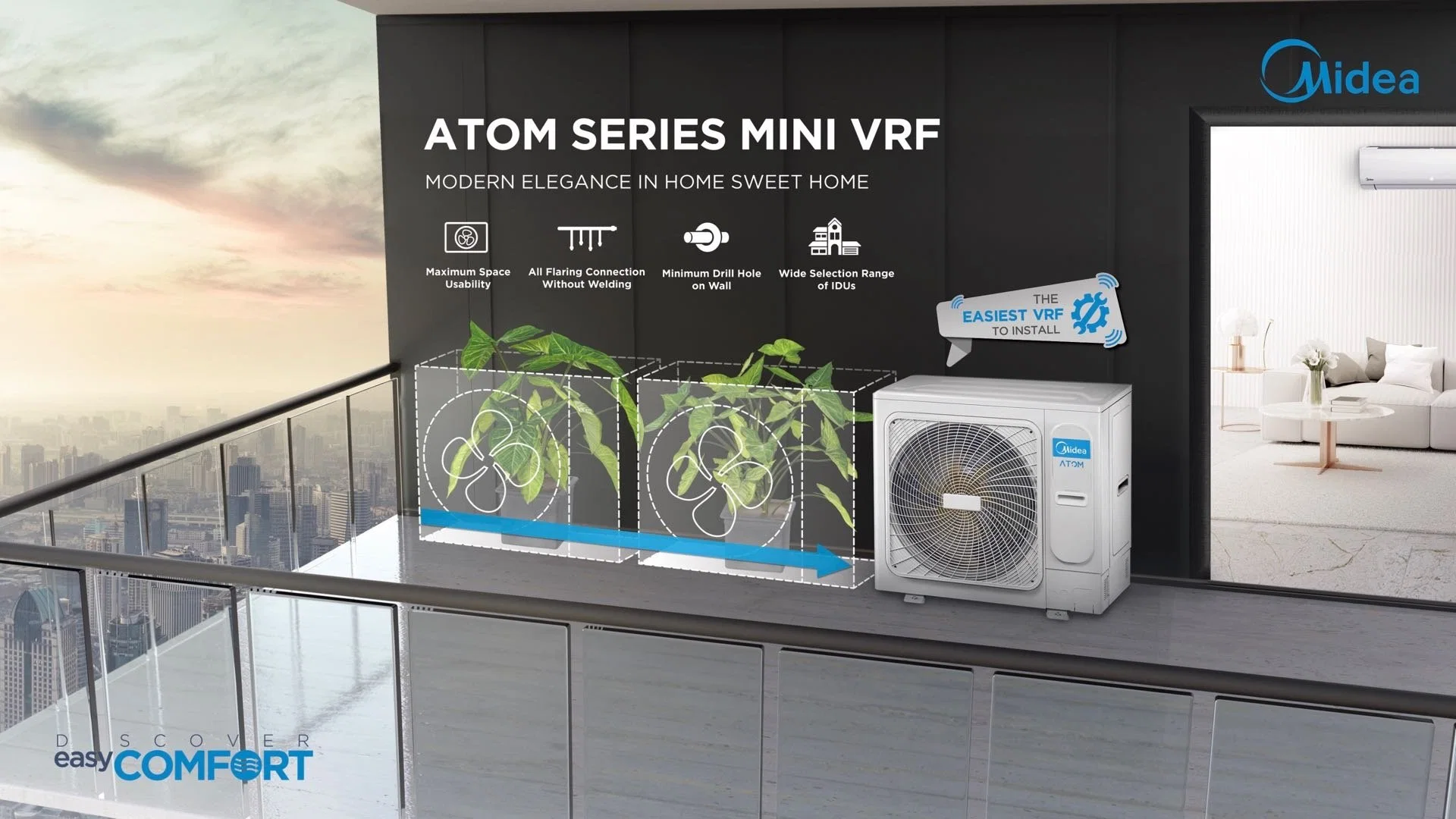 MIDEA Clima ATOM B Series 16kw Mini VRF التجارية الخفيفة وحدة الهواء الخارجي لمكيف الهواء العاكس المنقسم للمستشفى