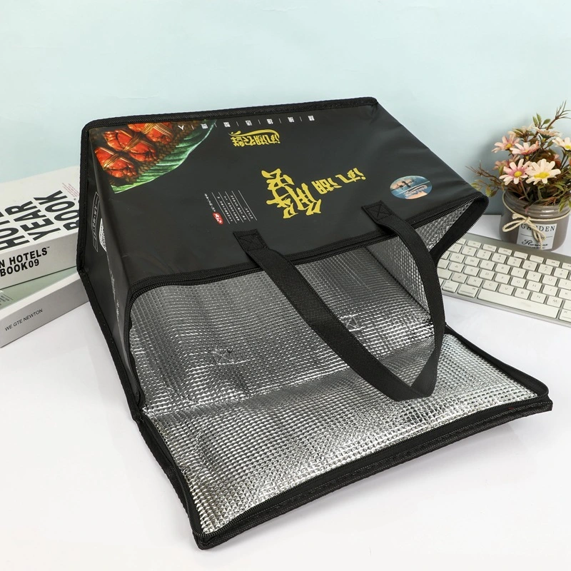 Laminado de promoción de Picnic Non-Woven radiador térmico Bolso resistente cremallera puede titular Aplicador de frío no tejido impermeable Bolsa ecológica de la bolsa de entrega de alimentos