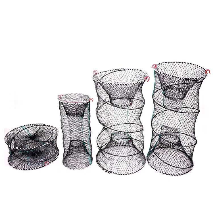 Fishing Cage Trap Crawdad Shrimp Foldable Hexagon Mesh Fish Lobster Crab Trap