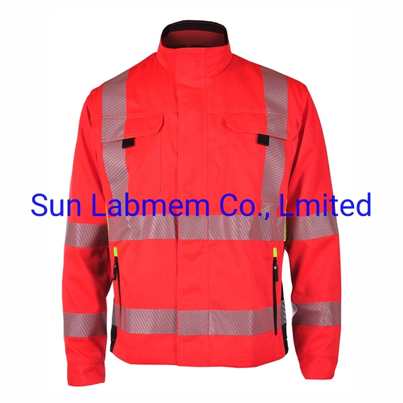 Sprung-u. Herbst-rote reflektierende Sicherheits-Umhüllungen-Arbeitskleidungs-Uniform