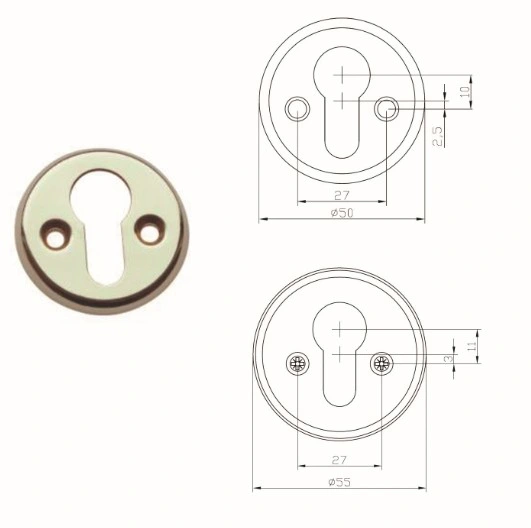 Escudo clave de la cubierta del cilindro de cerradura de puerta de seguridad Hardware