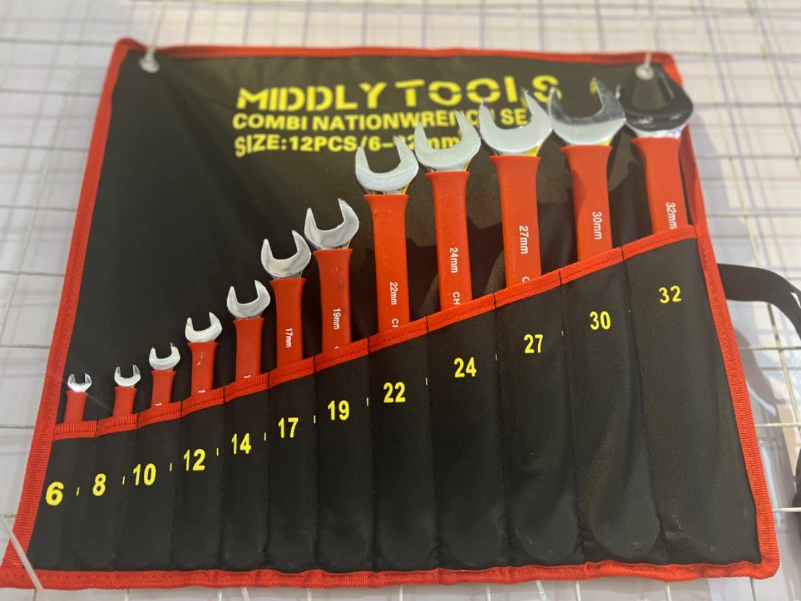 12PCS Combination Wrench Set with Insulated Grip, Metric Spanner Roll up Pouch