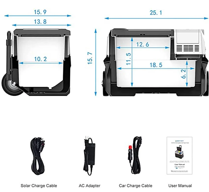 Refrigerador portátil de 12 V, 30L/40L/50L, con congelador y panel solar de 3X30W para acampar