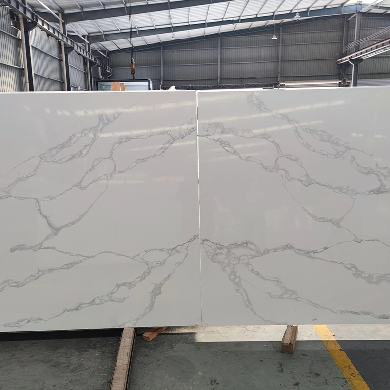 Artificial Stone Grey Veins Wholesale/Supplier Calacatta White Stone Slab Quartz Cabinet/Countertop/Vanity/Wall Tiles/Floor