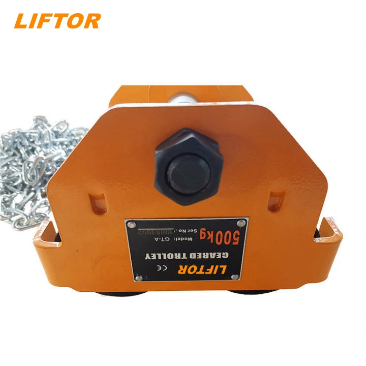 Liftor 0.5ton 1ton 2ton Motorized I Beam Geared Trolley Plain Chain Pulley Block Manual Travelling Trolley Chain Pneumatic Electric Hoist with Trolley