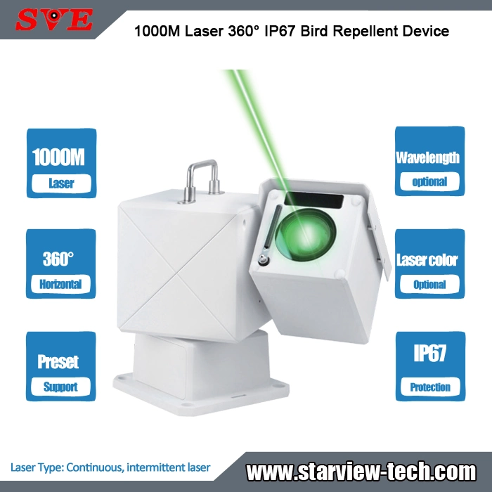 1000m 360° Laser IP67 de acionamento da engrenagem helicoidal dispositivo repelente de Pássaros